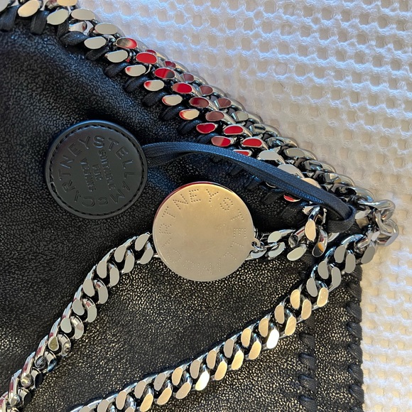 Stella Mccartney 2 Chain Falabella Tote Shoulder Bag In Black - Picture 9 of 11